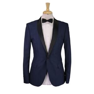 Selected Homme Identity Navy Blue Shawl Lapel Tuxedo Formal Blazer Jacket 40R